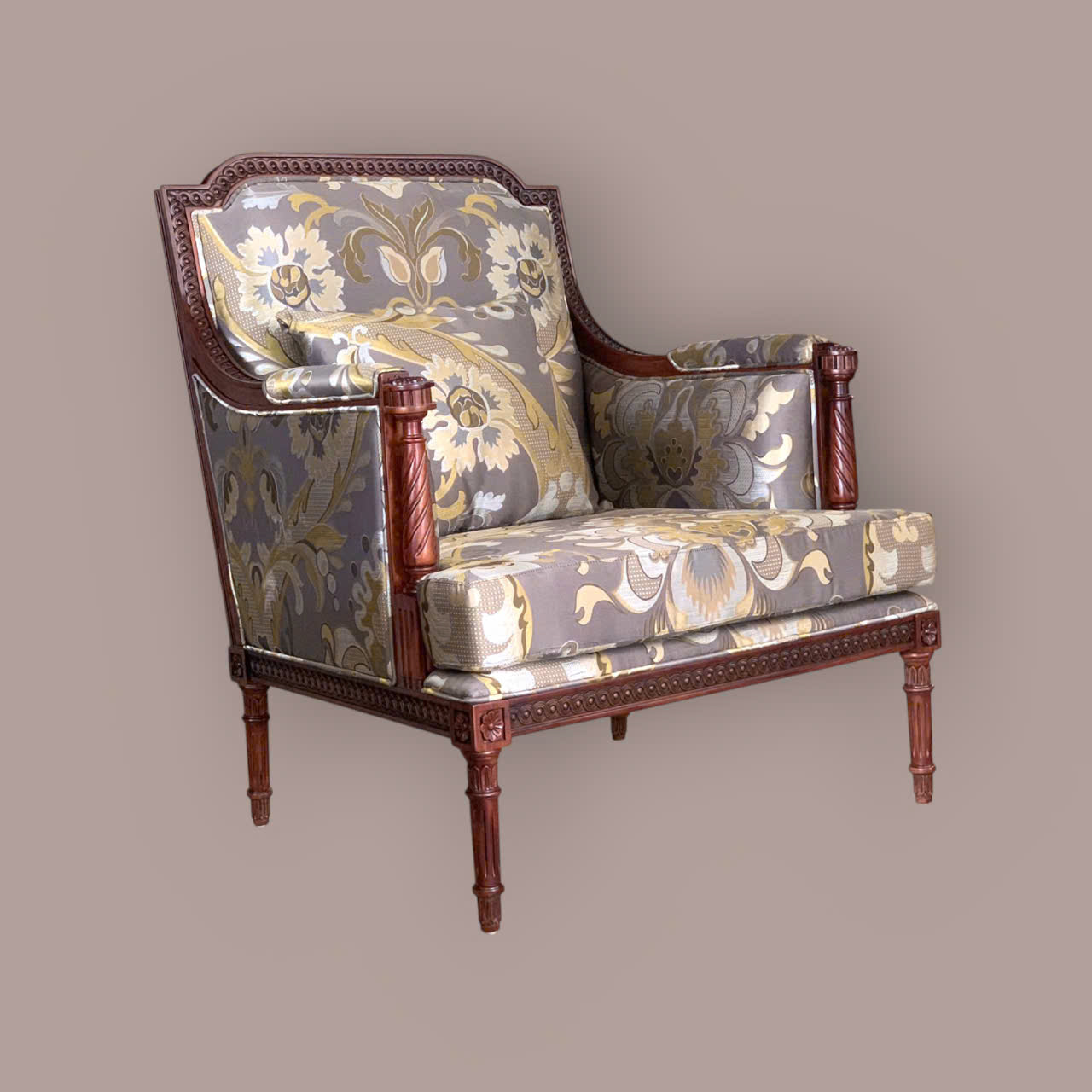 BỘ SOFA CỔ ĐIỂN KATI LOUIS 16 SƠN MÀU NÂU